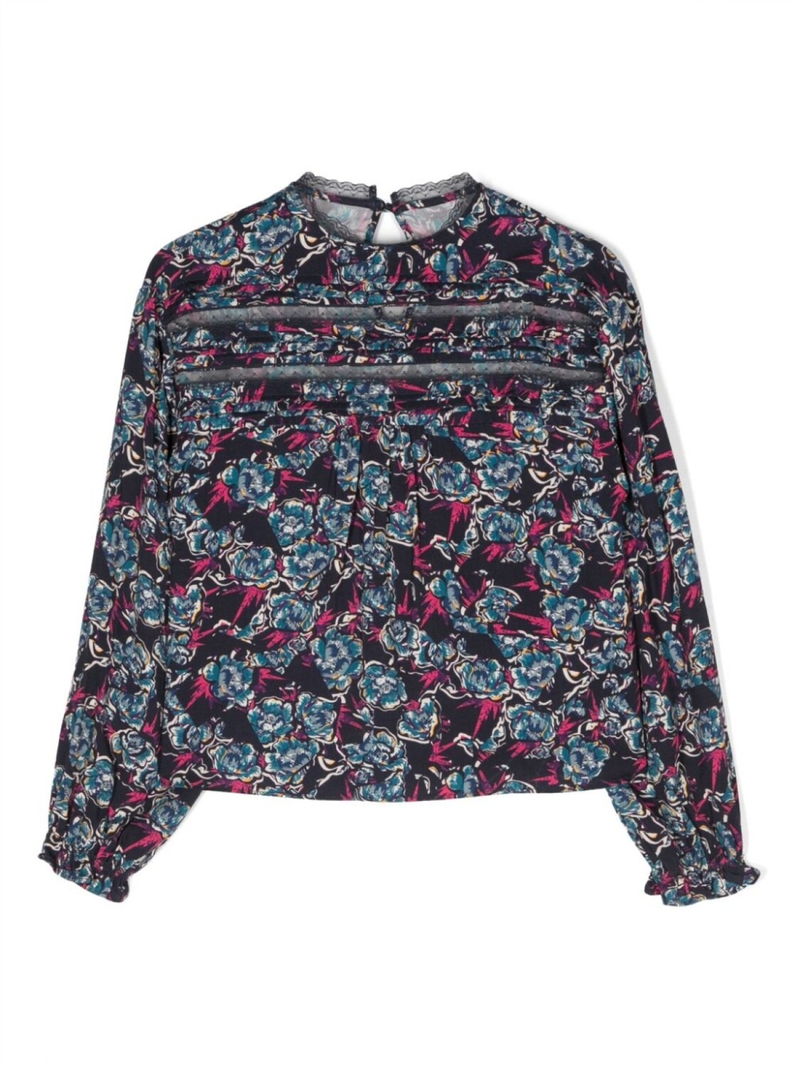 

Zadig & Voltaire Kids блузка с кружевом и цветочным принтом, синий