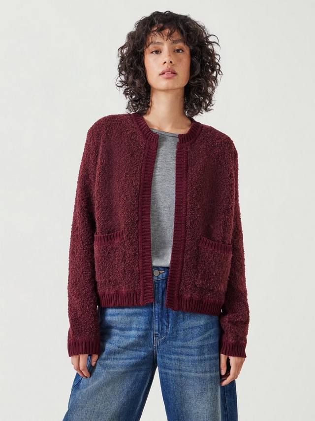 

Кардиган с открытым вырезом в стиле тай букле HUSH, цвет Wine Red