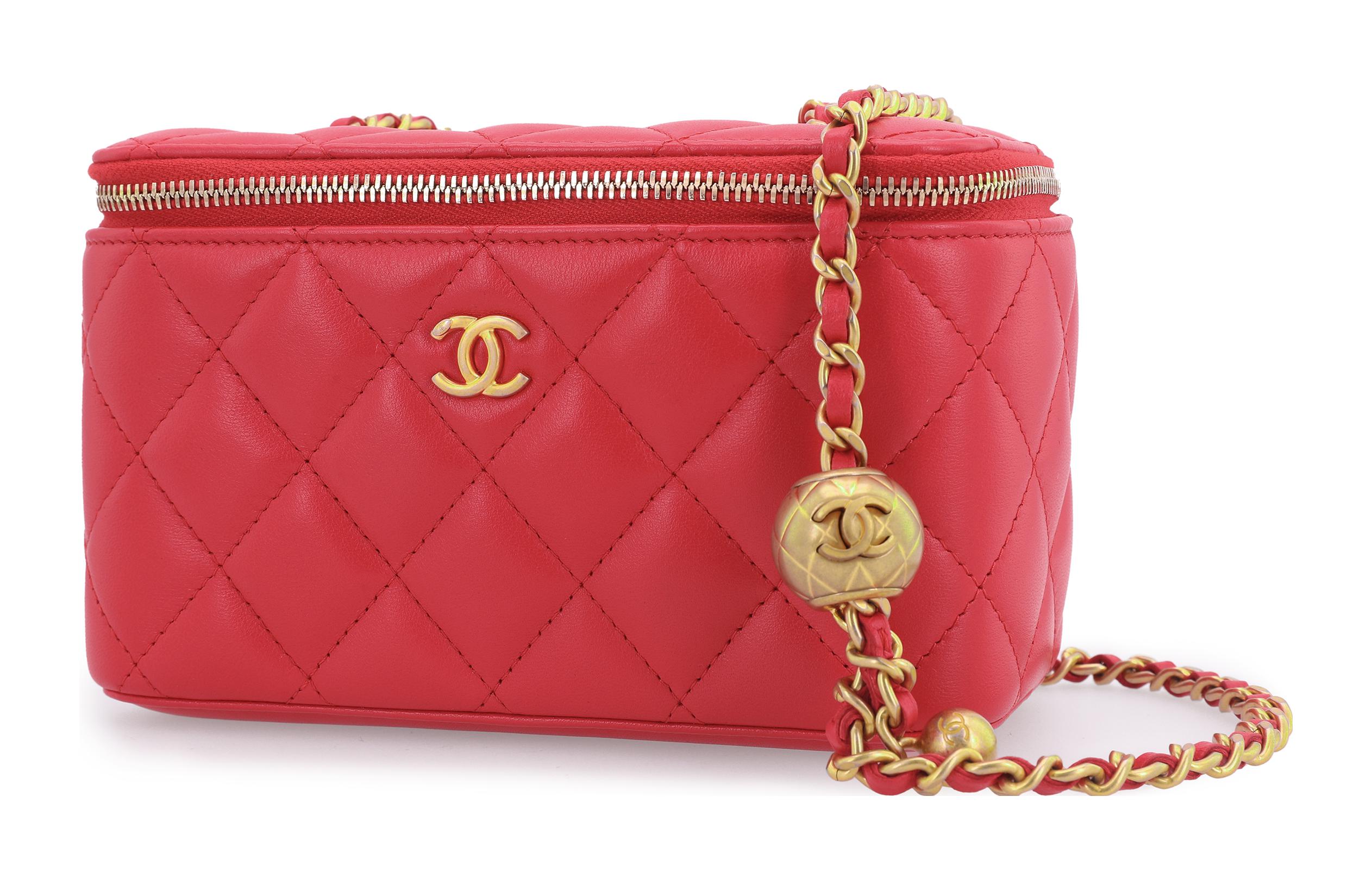 CHANEL Женская сумка через плечо из овчины арбузного красного цвета — фото 3