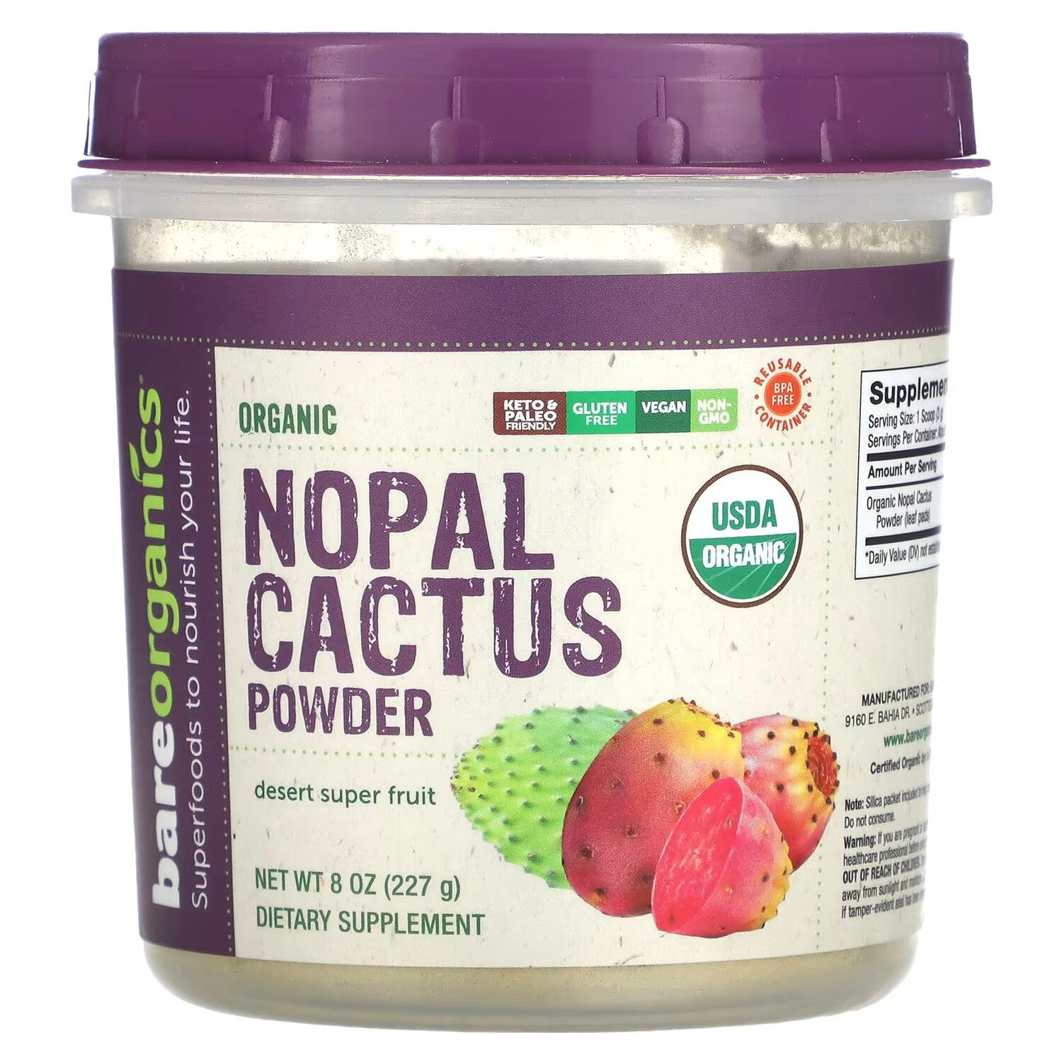 

Органический порошок кактуса BareOrganics Desert Super Fruit, 227 г