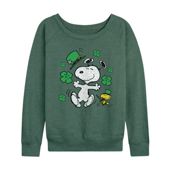 

Женская футболка с длинным рукавом Peanuts Snoopy в стиле Дня Святого Патрика из французского терри Licensed Character, зеленый