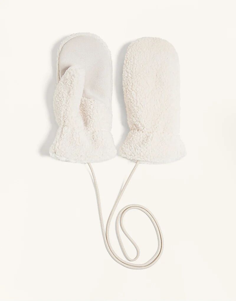 

Варежки OYSHO из искусственной овчины со шнуром цвета экрю