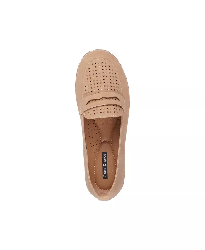 Женские лоферы Danita с декоративными элементами GC Shoes, коричневый/бежевый — фото 4