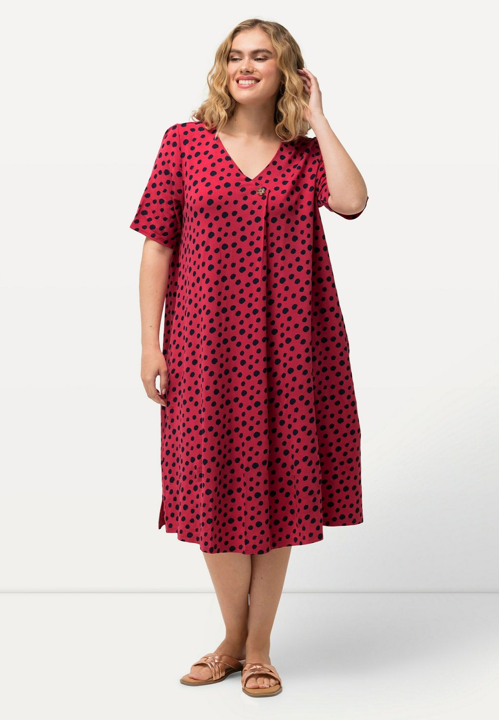 

Платье из джерси POLKA DOT V-NECK Ulla Popken, светло-розовый