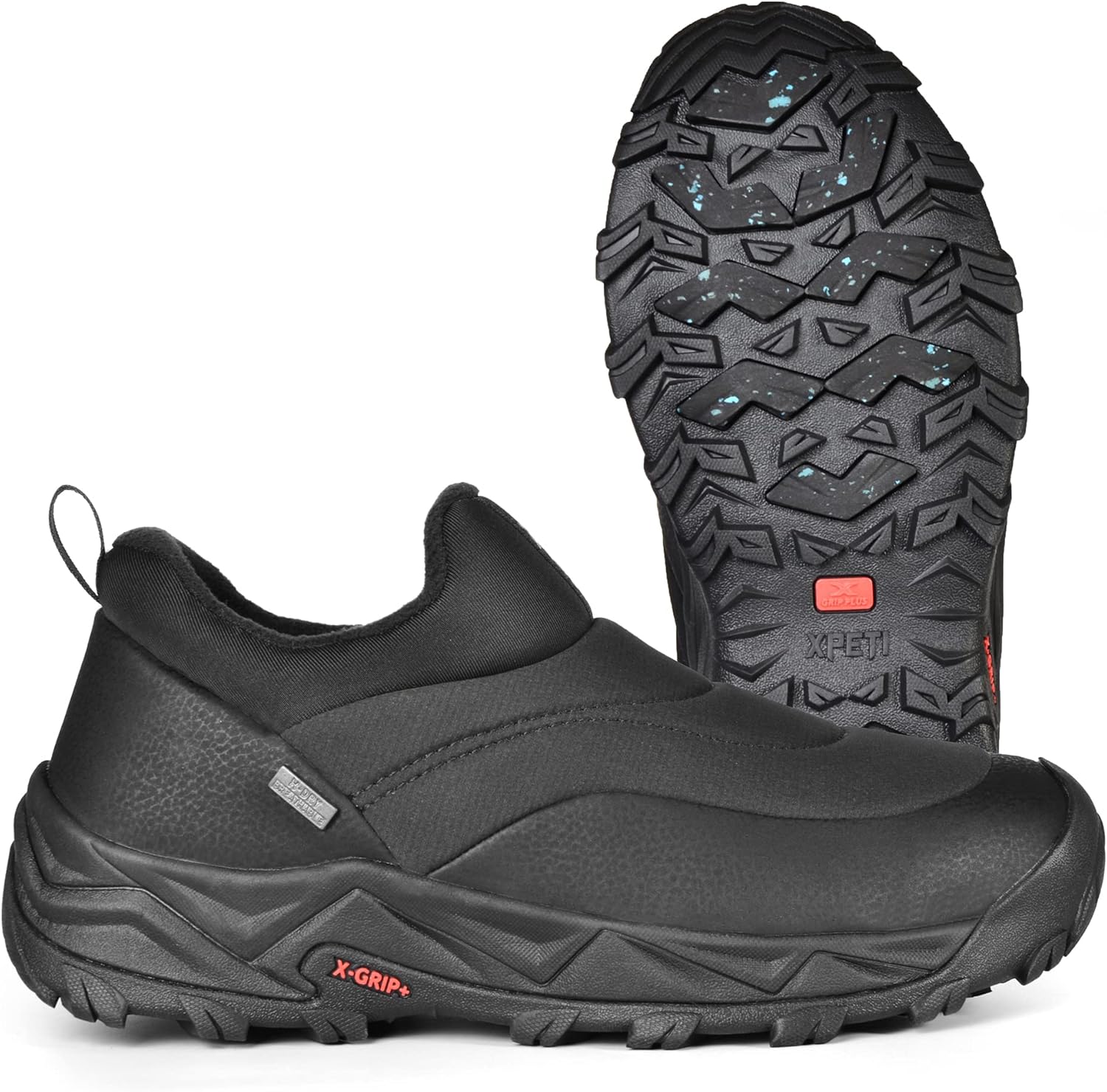 

Зимние повседневные слипоны XPETI для мужчин, мокасины Cocoon, водонепроницаемые, для походов по джунглям, легки в надевании и снятии, черный