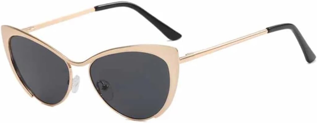 

Солнцезащитные очки с защитой от УФ-излучения UV400 | Оправа «кошачий глаз» с металлическими шарнирами | Для женщин и мужчин, для занятий спортом на открытом воздухе и вождения DSVIGF, Gold Gray