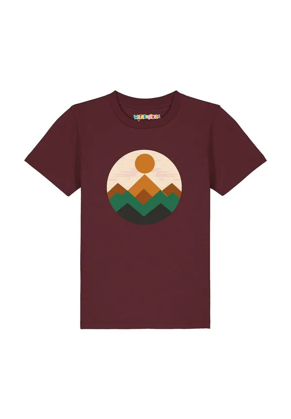 Футболка с геометрическим пейзажным принтом Watapparel, Burgundy — фото 2