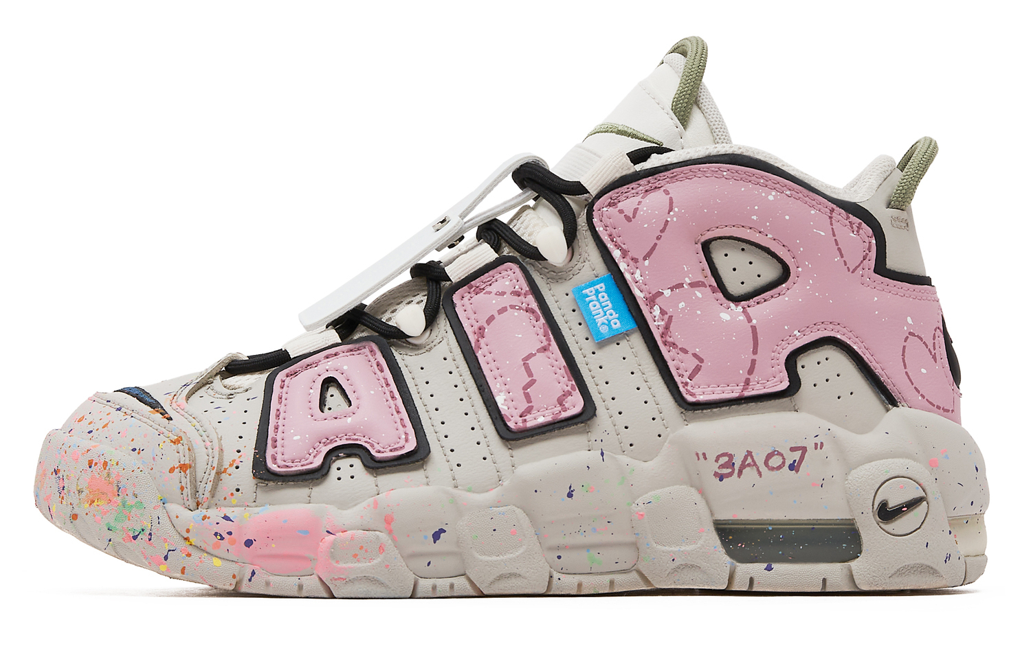 Детские баскетбольные кроссовки Nike Air More Uptempo, бело-розовые — фото 2