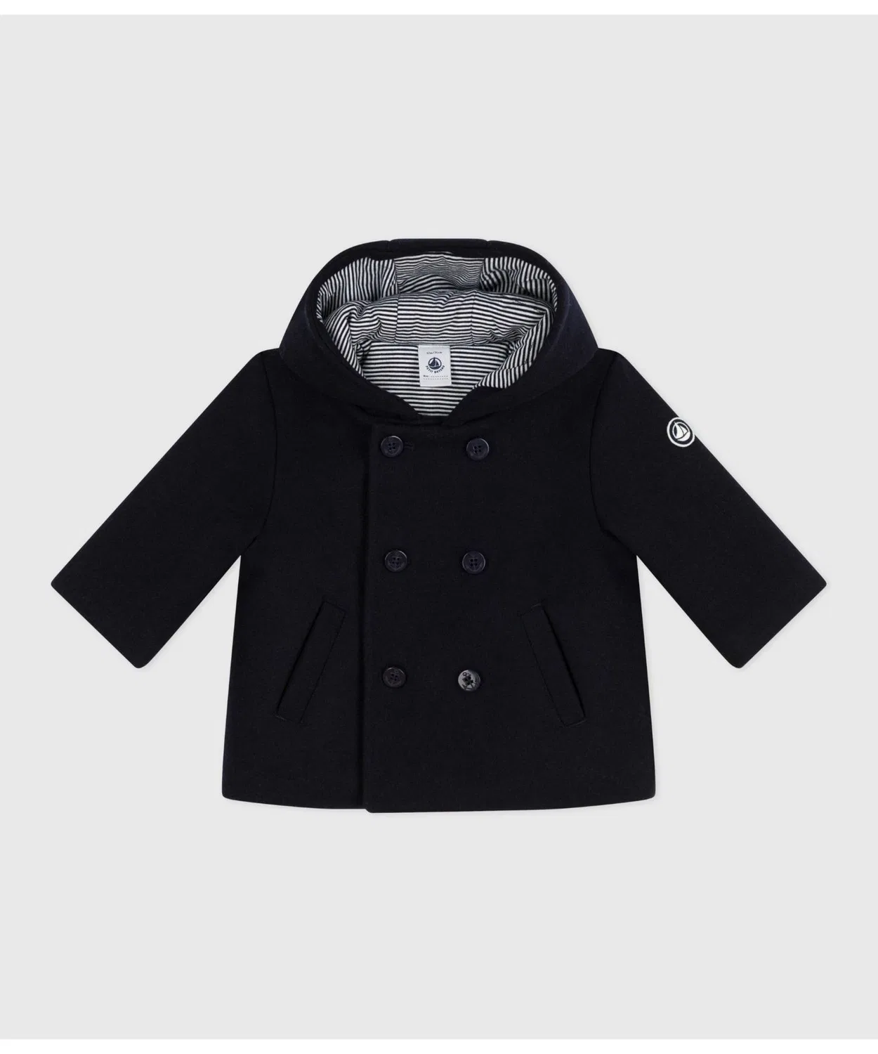 Пальто P-пальто модернизированное Petit Bateau, шерсть, темно-синий — фото 4