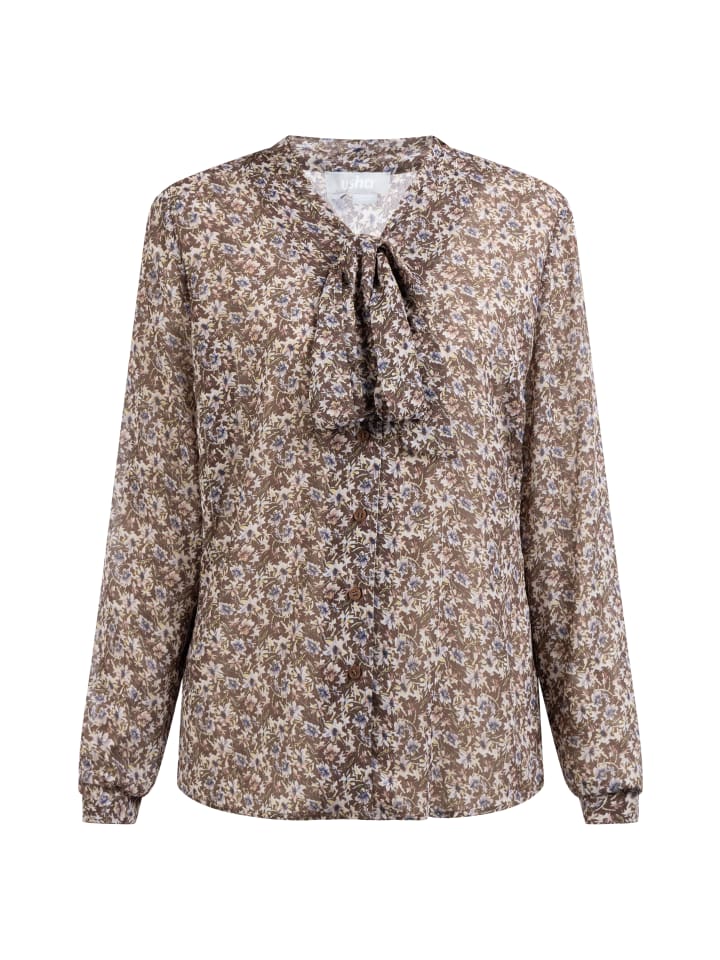

Женская блузка с длинными рукавами коричневого цвета, разноцветная Usha