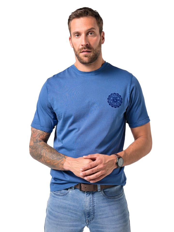 

JP1880 Футболка с короткими рукавами, джинсово-синего цвета, Синий, JP1880 Футболка с короткими рукавами, джинсово-синего цвета