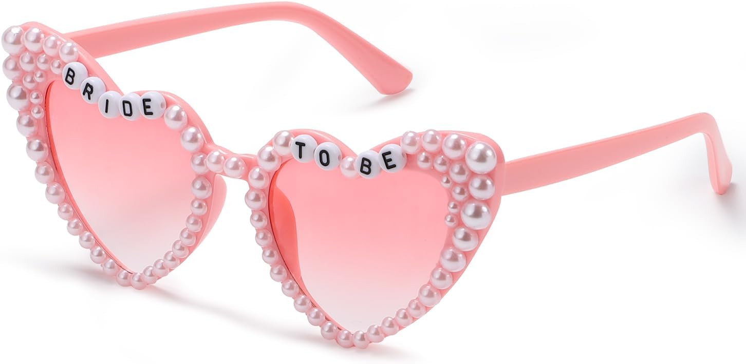 

Солнцезащитные очки Etercycle в форме сердца, солнцезащитные очки для девичника, милые жемчужно-розовые солнцезащитные очки в форме сердца, подарок для невесты, Pink Pearls