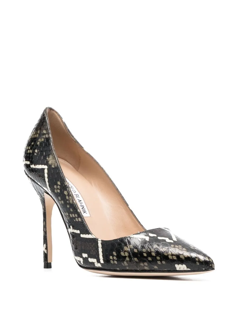 Туфли-лодочки на шпильке с эффектом змеиной кожи Manolo Blahnik, коричневый — фото 2