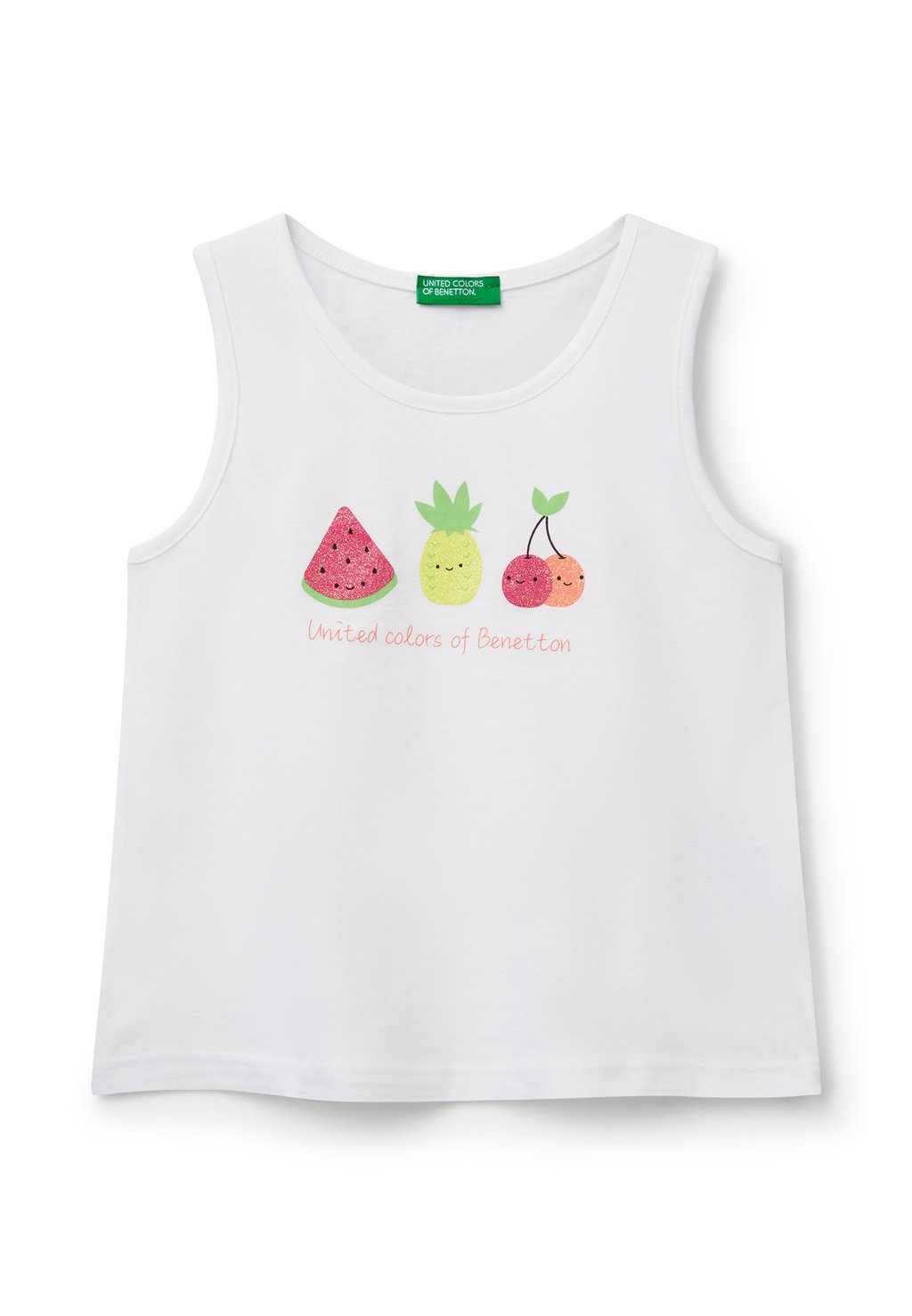 

Топ TANK WITH GLITTER GRAPHICS REGULAR FIT United Colors of Benetton, белый