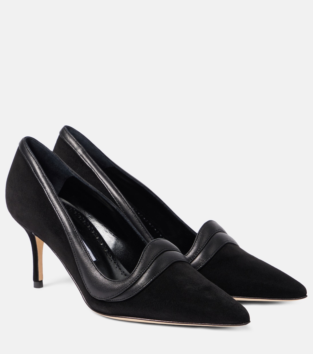 Туфли-лодочки Ajarafa 70 из замши и кожи Manolo Blahnik, черный