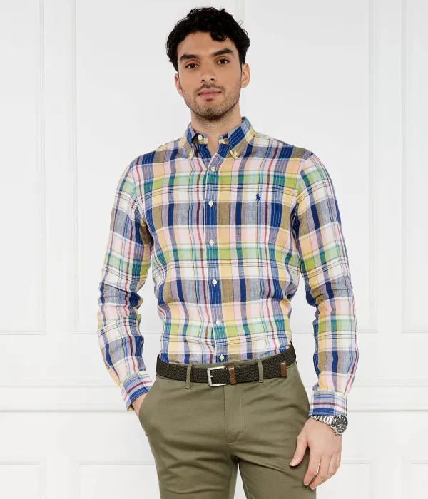 Льняная рубашка Custom fit Polo Ralph Lauren, мультиколор — фото 3