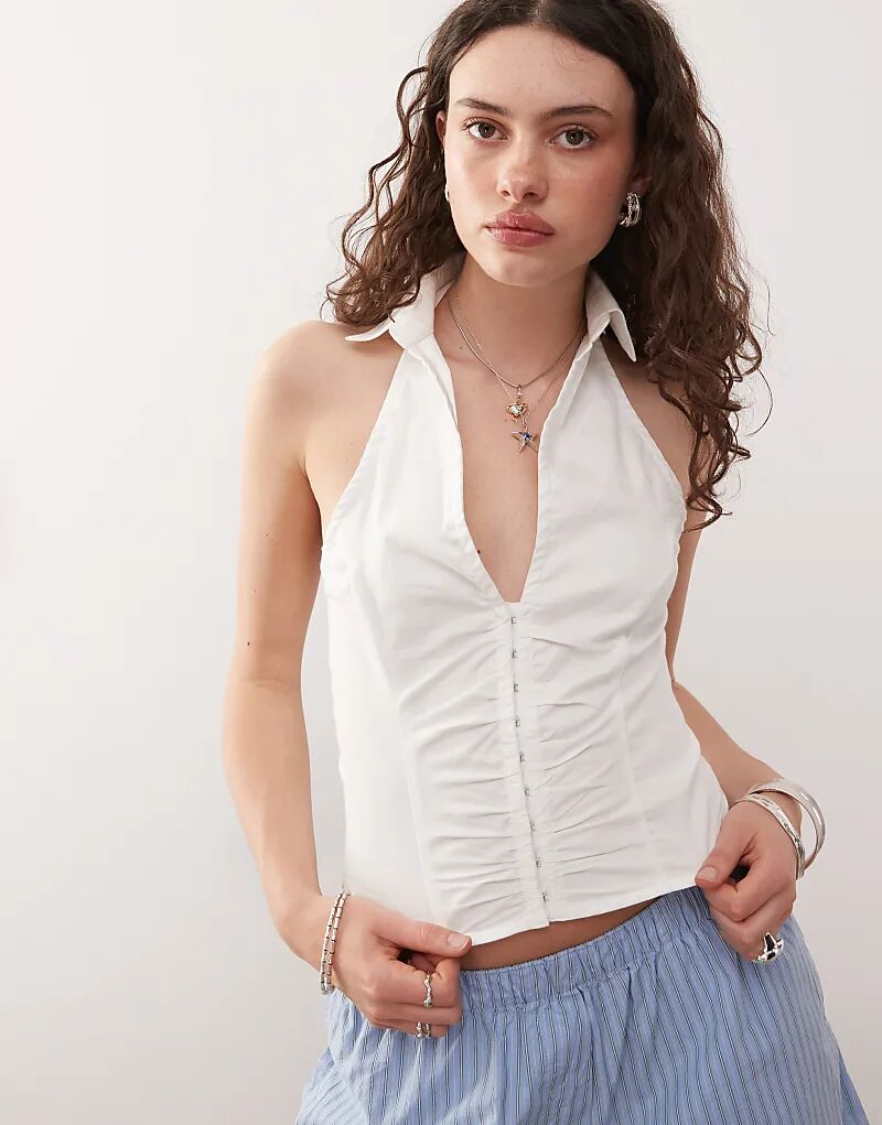 

Топ COLLUSION с воротником-халтером белого цвета