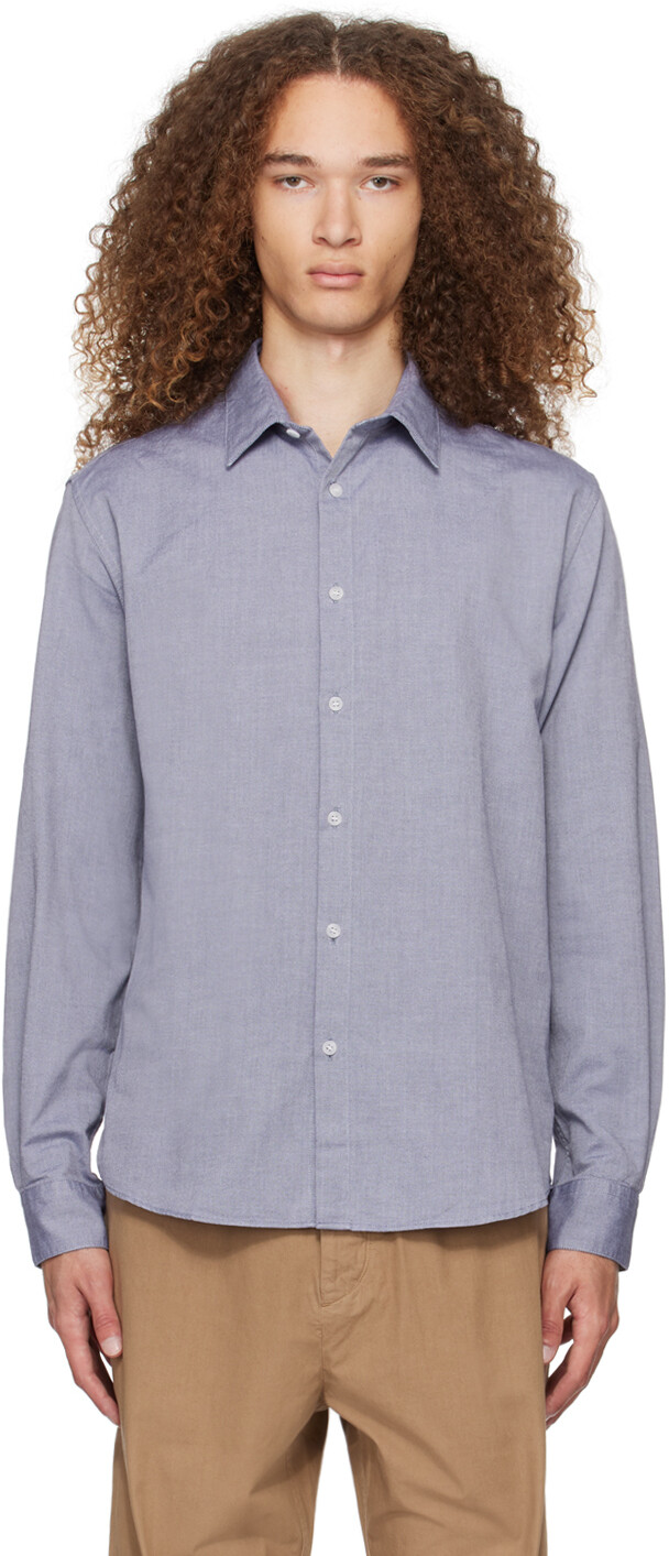 

Синяя рубашка на пуговицах Sunspel, цвет Dark blue oxford