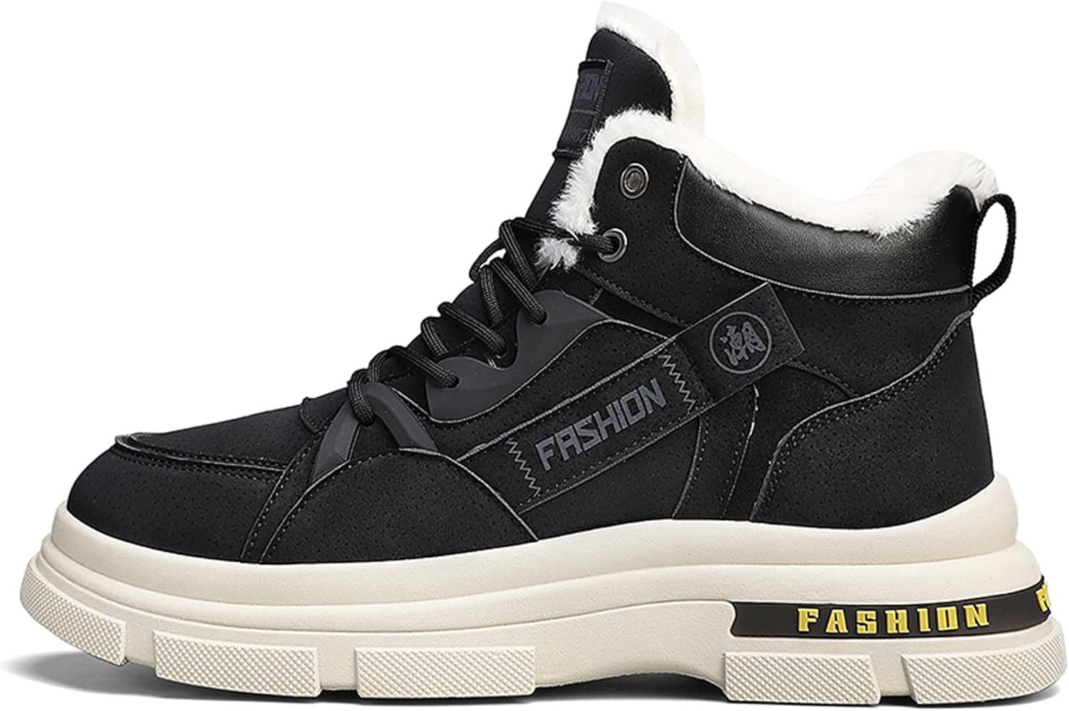 

Зимние хлопковые сапоги с теплой и плюшевой толстой подошвой, хлопковые туфли для улицы, нескользящие для ходьбы Generic, черный