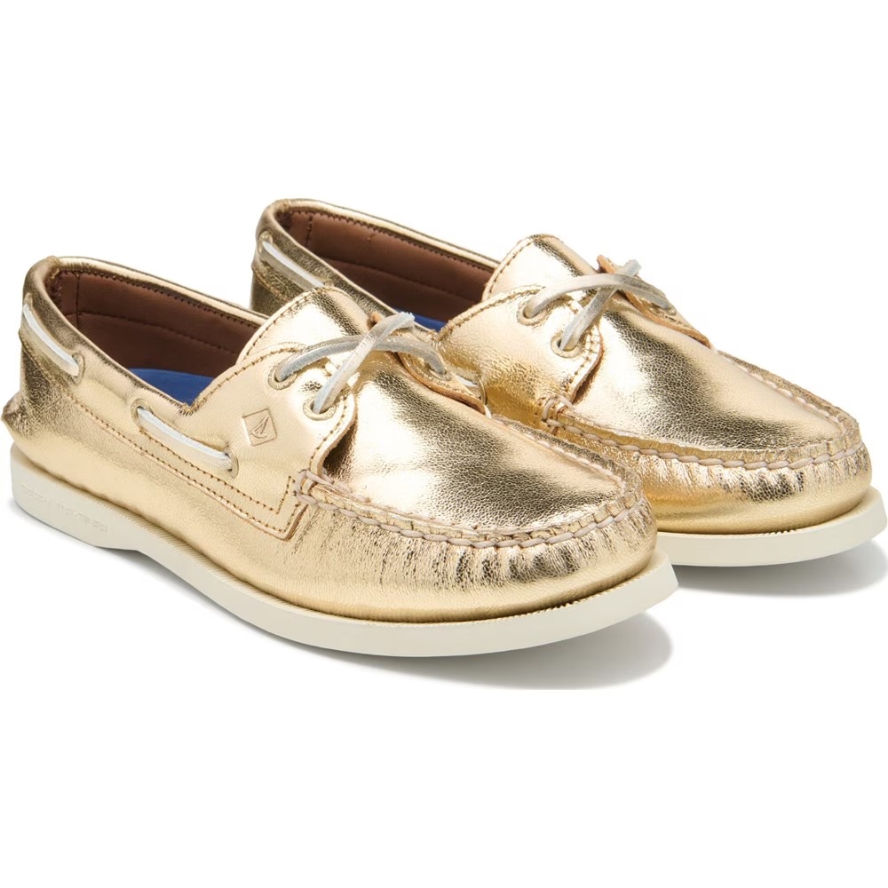 Подлинные оригинальные кожаные туфли-лодочки с двумя люверсами Sperry, золотой