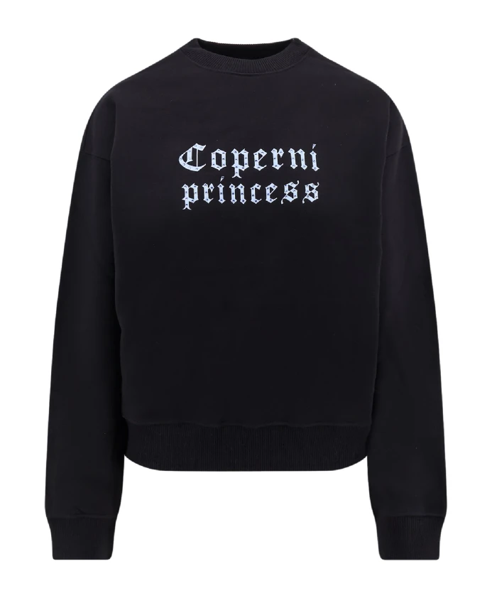 

Черный свитер с логотипом, украшенным стразами. Coperni, черный