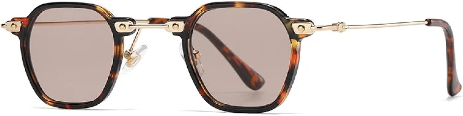 

Популярные модные мужские солнцезащитные очки в стиле панк с прозрачными градиентными линзами, защита от УФ-излучения UV400, женские ретро-очки с заклепками HHZZYVY, Leopard Light Brown