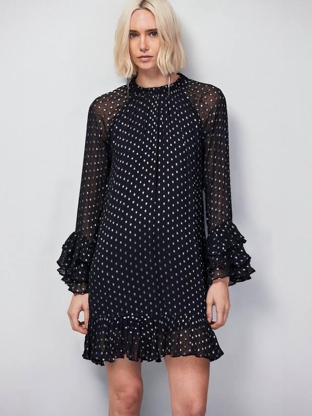 

Мини-платье Beatrix с фольгированными оборками на рукавах Ro&Zo, Silver/Multi