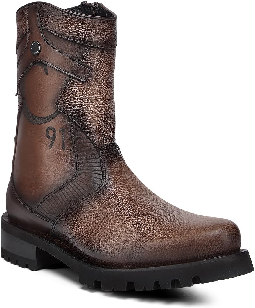 

Мужские байкерские ботинки Cuadra из натуральной коровьей кожи, коричневые