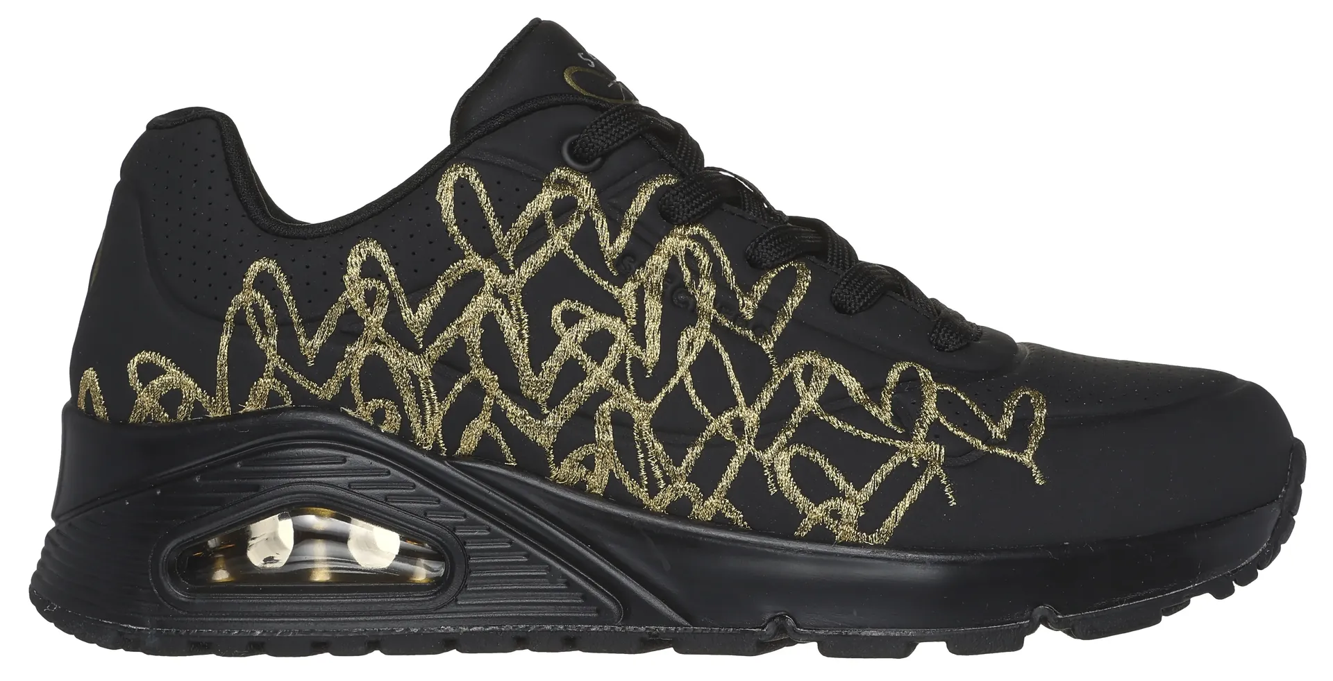 Кроссовки Skechers "UNO-GOLDEN HEART", повседневная обувь, полуботинки, шнуровка с удобной функцией Skech Air, цвет Schwarz-Goldfarben — фото 3