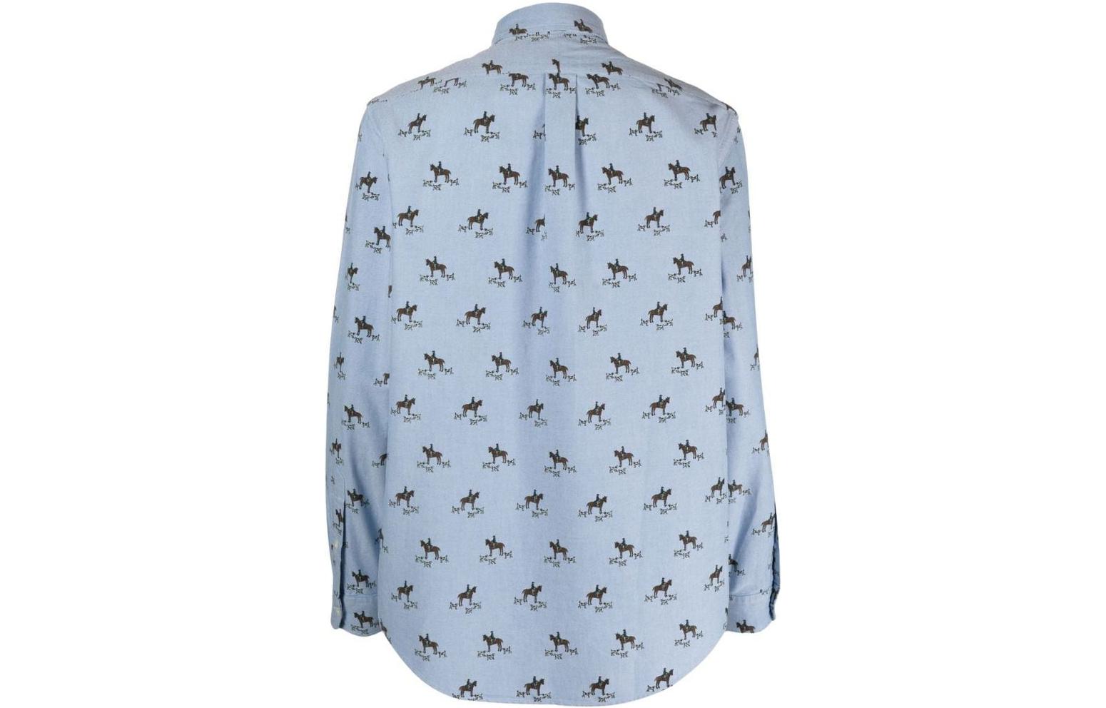 Винтажная футболка с конным принтом Polo Ralph Lauren, синяя — фото 3