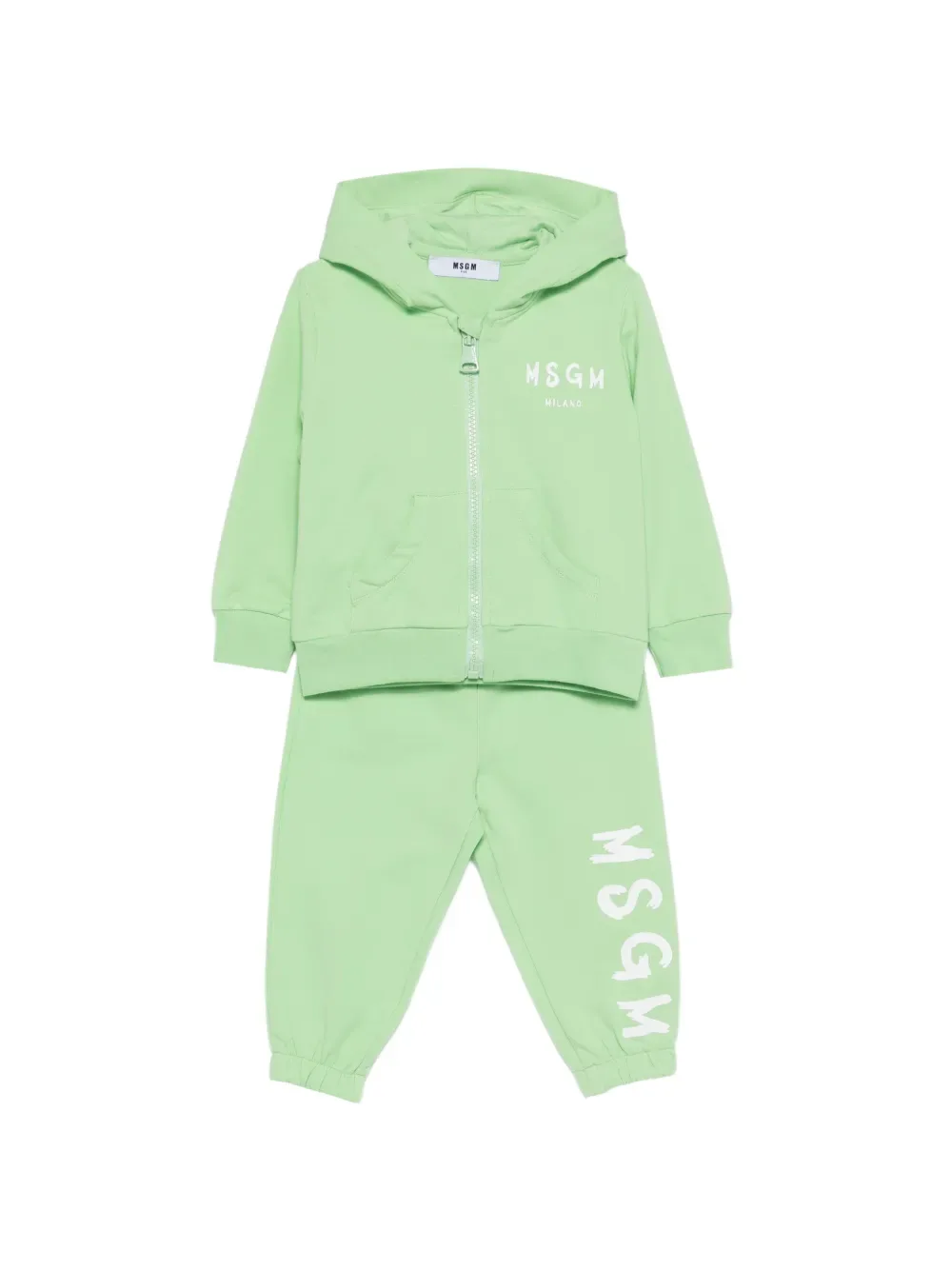 Спортивный костюм на молнии с капюшоном MSGM Kids, зеленый