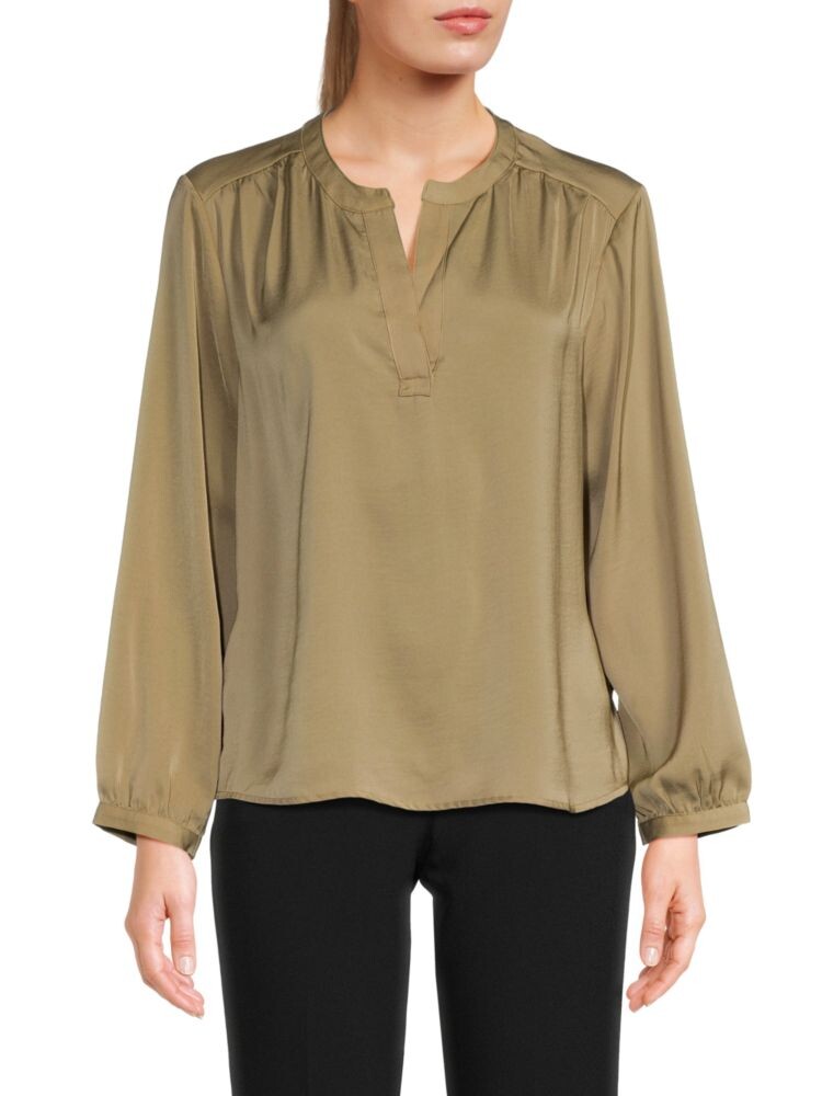 

Атласная блузка с разрезом на шее Calvin Klein, цвет Khaki Green