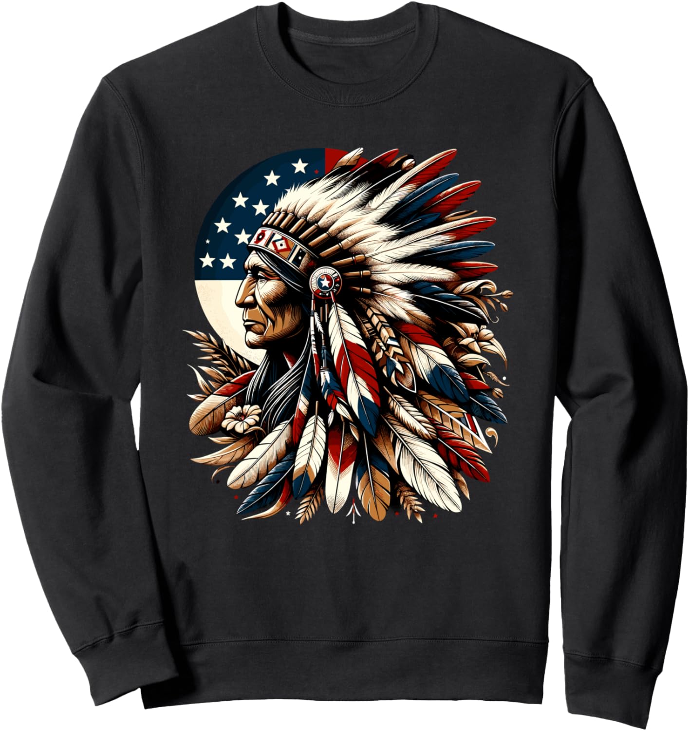 

Футболка с изображением вождя коренных американцев, американского флага и символики коренных народов Native American Heritage Month - Dressedforduty, черный