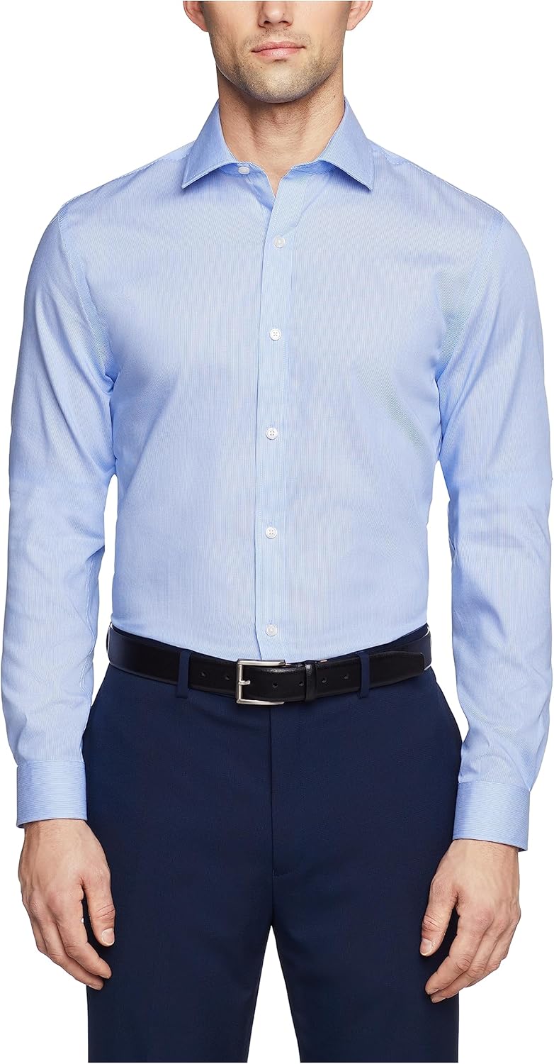 

Мужская рубашка Tommy Hilfiger Non Iron Slim Fit в полоску с раскладным воротником, Mist