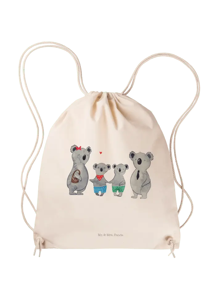 

Спортивная сумка Mr & Mrs Panda Sportbeutel Koala Familie zwei ohne Spruch, кремовый
