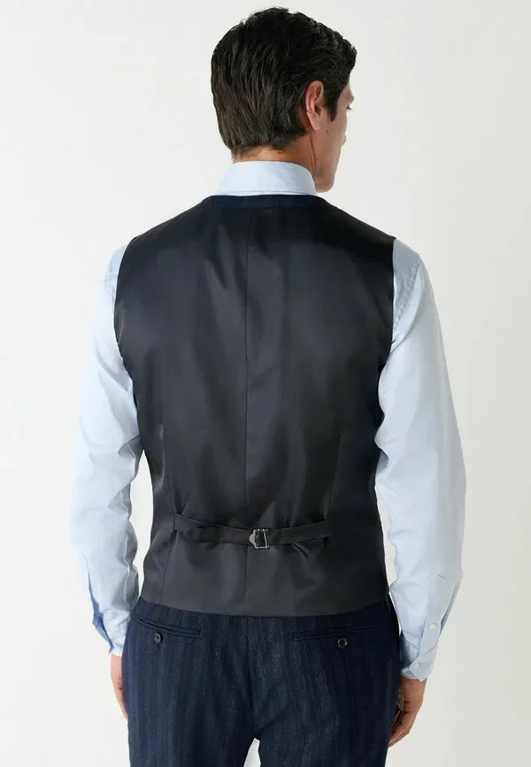 Жилет Regular fit striped blend waistcoat Next, темно-синий — фото 2