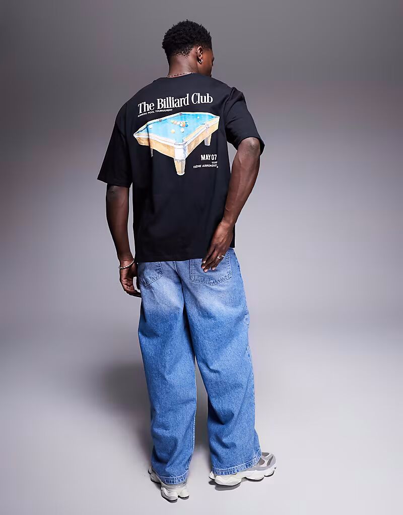 

Футболка свободного кроя ASOS DESIGN с изображением бильярда черного цвета