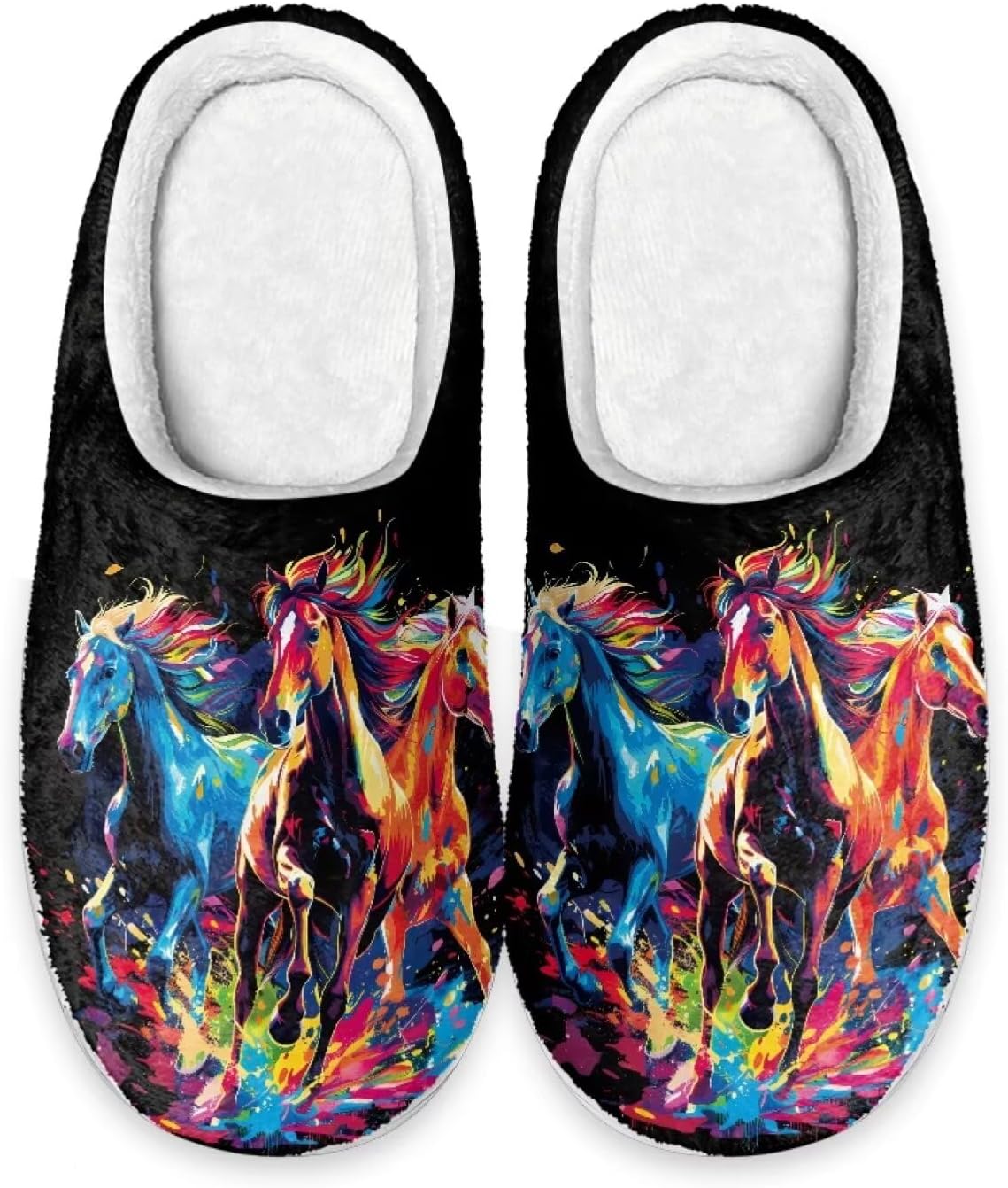 

Тапочки Forchrinse с подсолнухом и корги для женщин и мужчин, пушистые и уютные, для дома и улицы, теплые плюшевые тапочки с зимней подкладкой из памяти формы, Colorful Horse