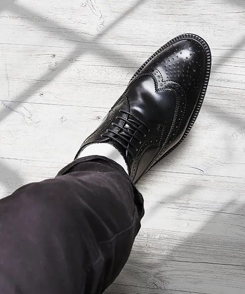 Мужские кожаные туфли Wing Tip GUIONNET коричневые — фото 3