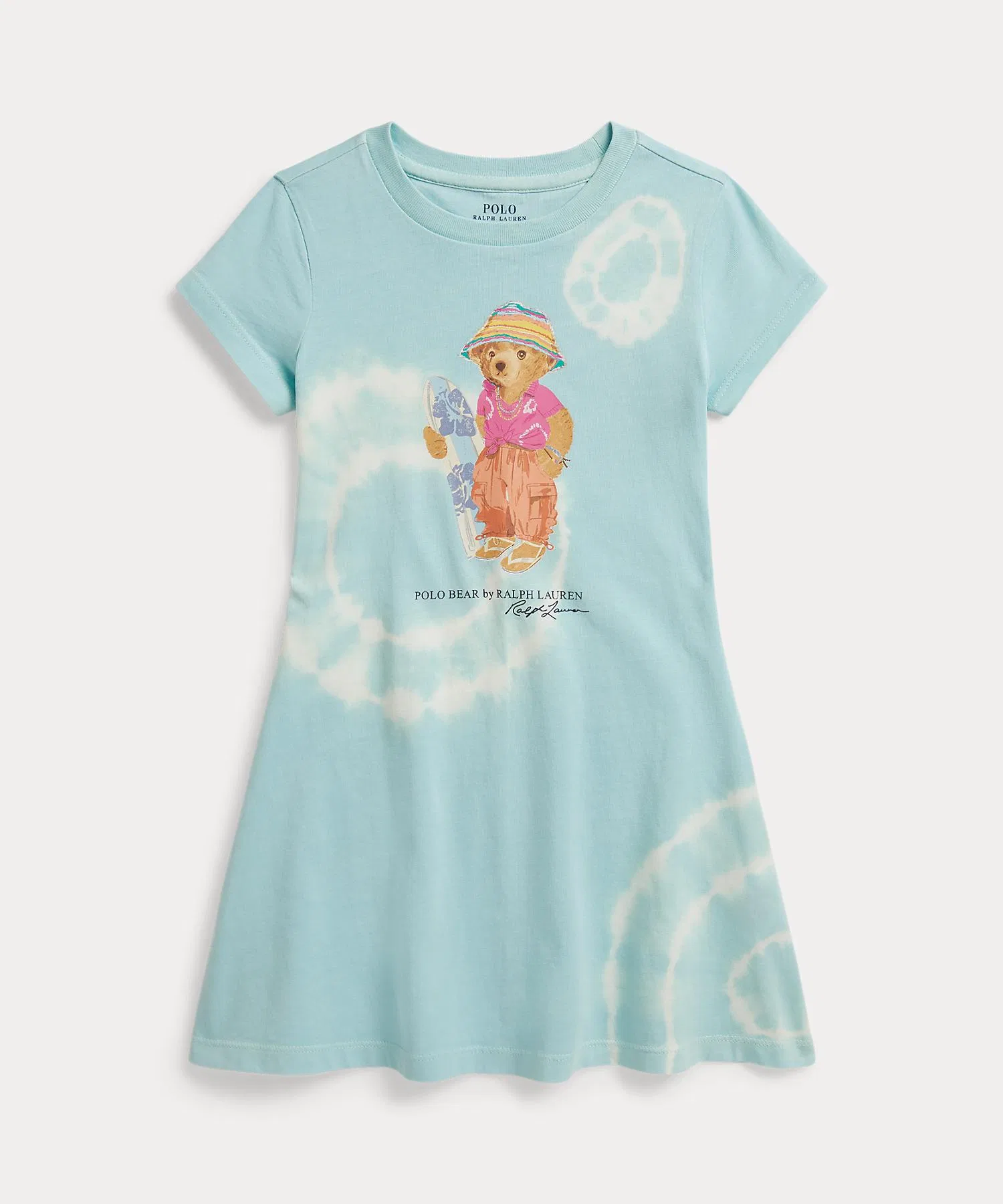 Детское хлопковое платье с принтом Polo Bear POLO RALPH LAUREN CHILDRENSWEAR тёмно-синее — фото 2