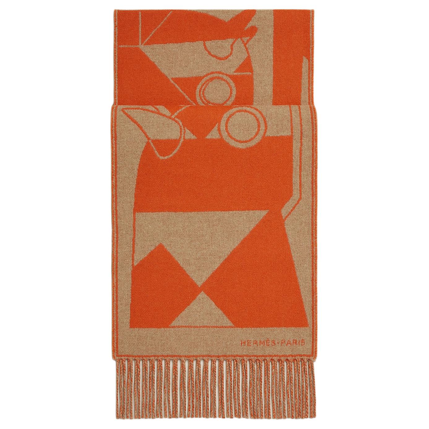 

Вязаный шарф мужской коричневый HERMES