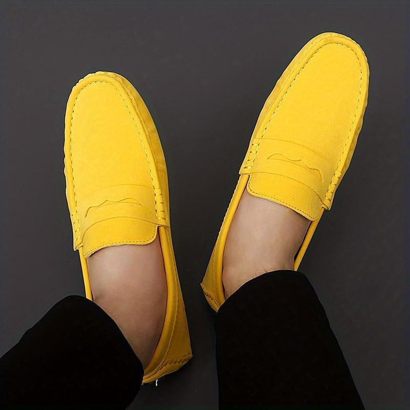 Мужские мокасины Penny Loafer, водительские туфли, удобные нескользящие слипоны, мужская обувь на все сезоны Hhhchpm, желтый — фото 3