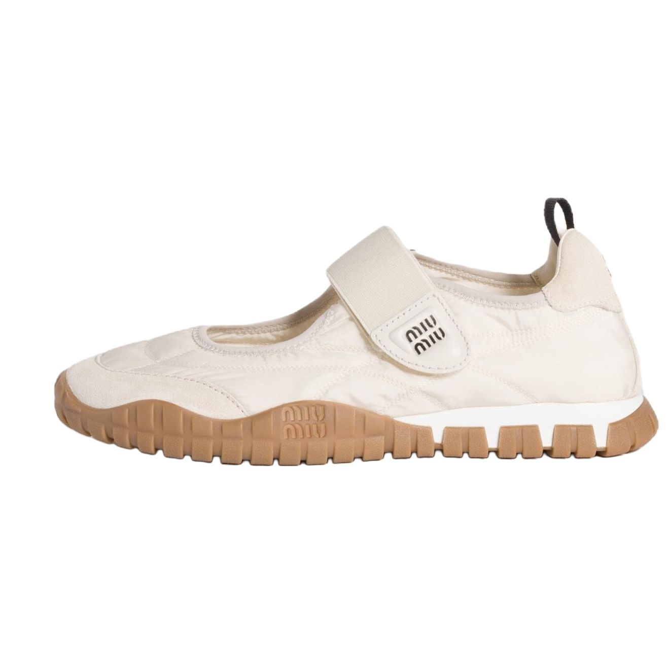 MIU MIU Туфли Мэри Джейн женские Tire Flat, цвет слоновой кости, белые