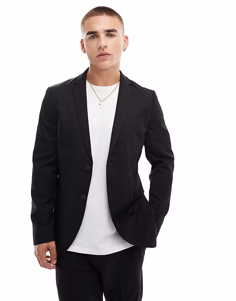 

Приталенный пиджак Jack & Jones черного цвета