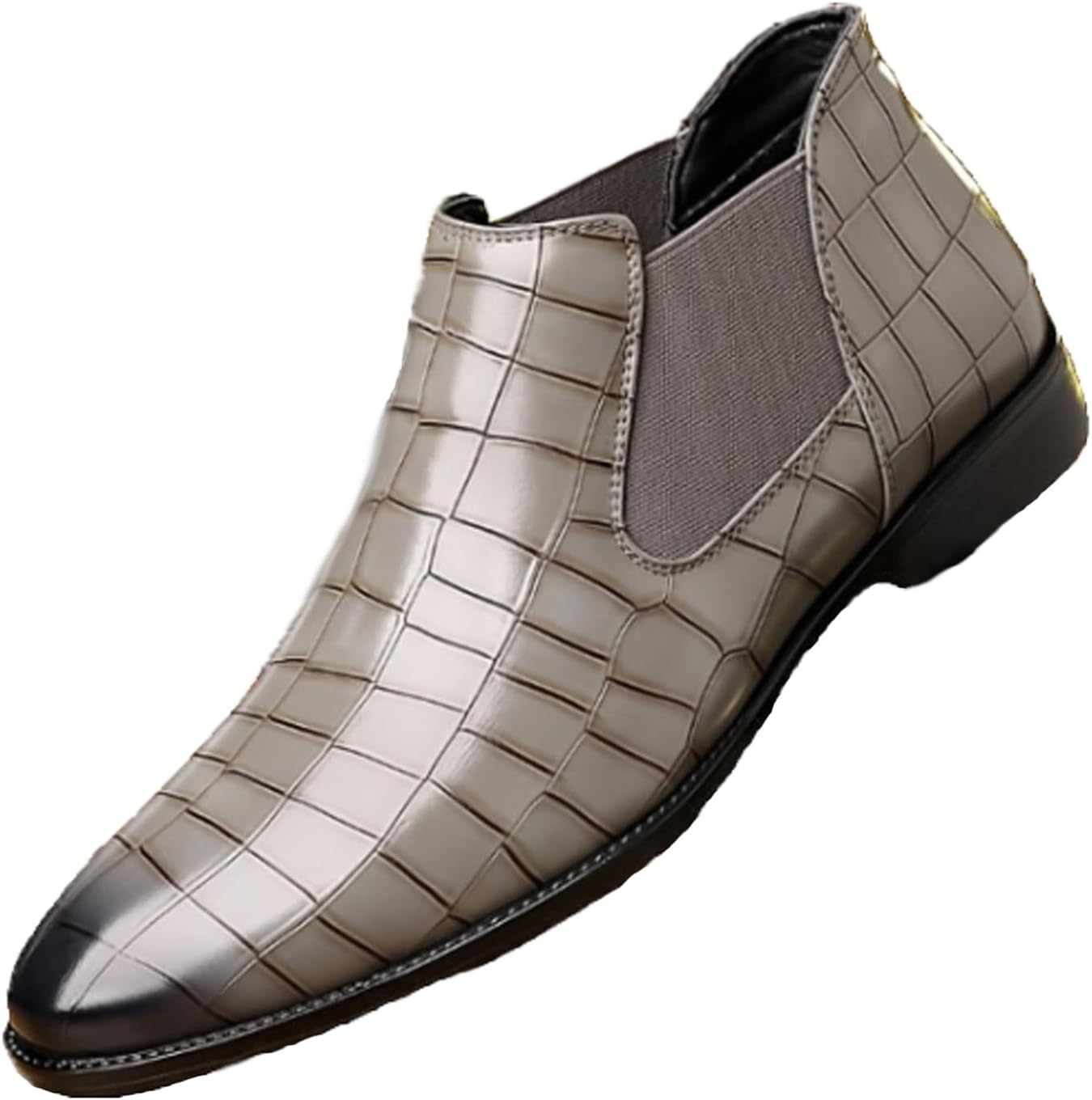 

Кожаные Челси-бутсы с принтом, с эластичной вставкой, деловые туфли на липучке, ботильоны до щиколотки, модные классические ботинки для работы и вечеринок, чукка-бутсы для мужчин Enoegmsd, серый