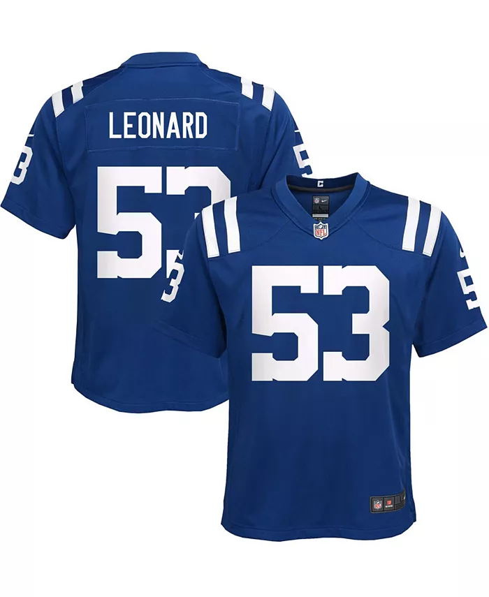 

Футболка игровая альтернативная Indianapolis Colts Indiana Nights для подростков Shaquille Leonard Nike, синий