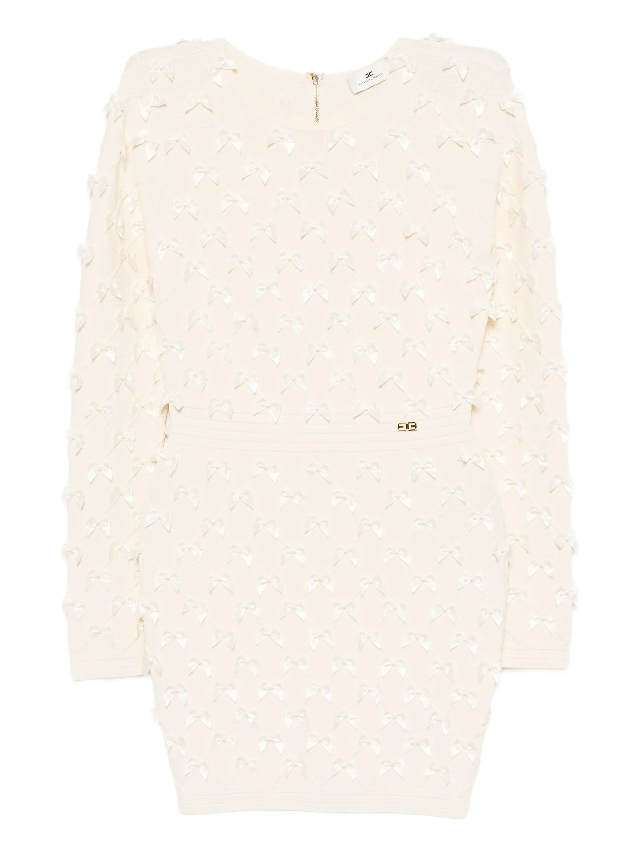 

Платье с вышитыми бантами Elisabetta Franchi, кремовый