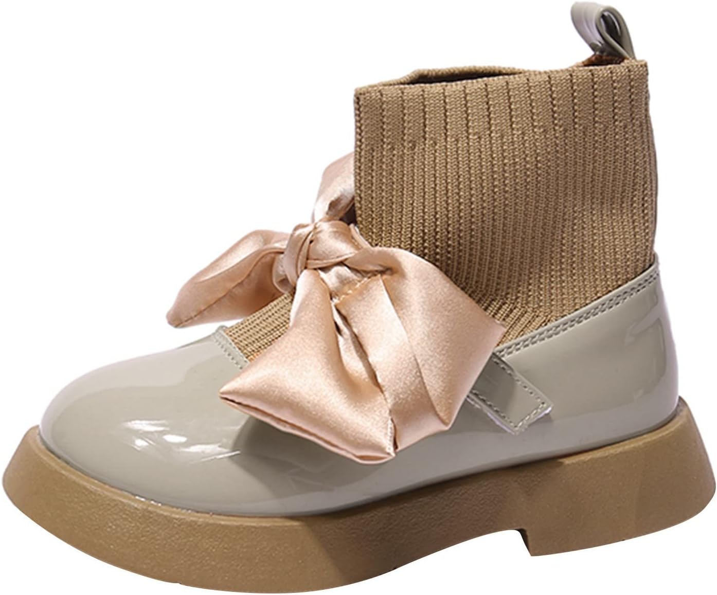 

Generic Унисекс детские эластичные ботильоны на щиколотке, детская обувь с круглым носком, массивным низким каблуком, без застежки, милые модные кожаные ботиночки, зимняя обувь (черные, 4,5-5 лет)