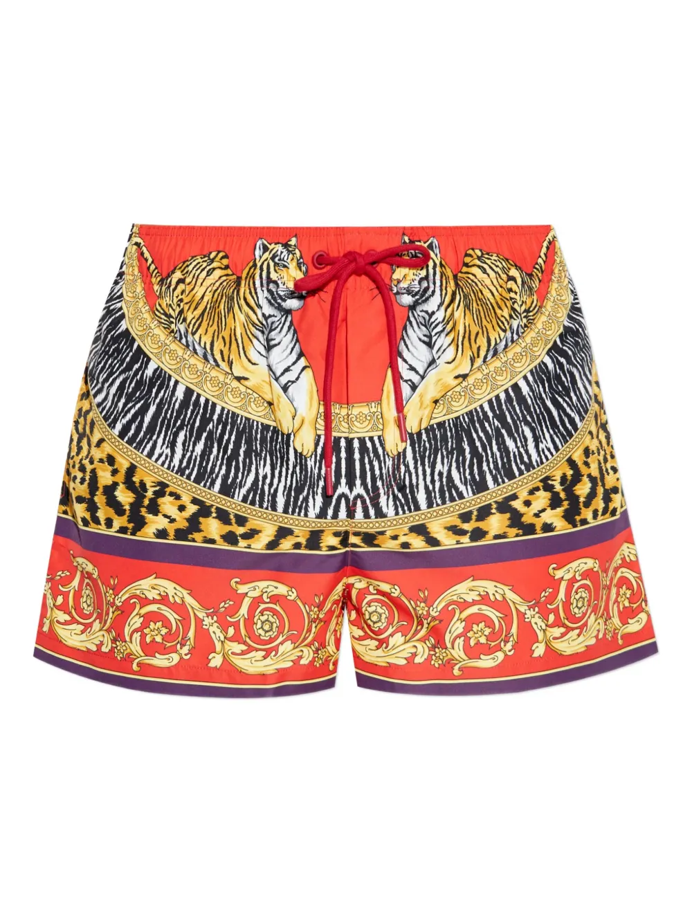 

Плавки-шорты с кулиской и тигровым принтом VERSACE, красный