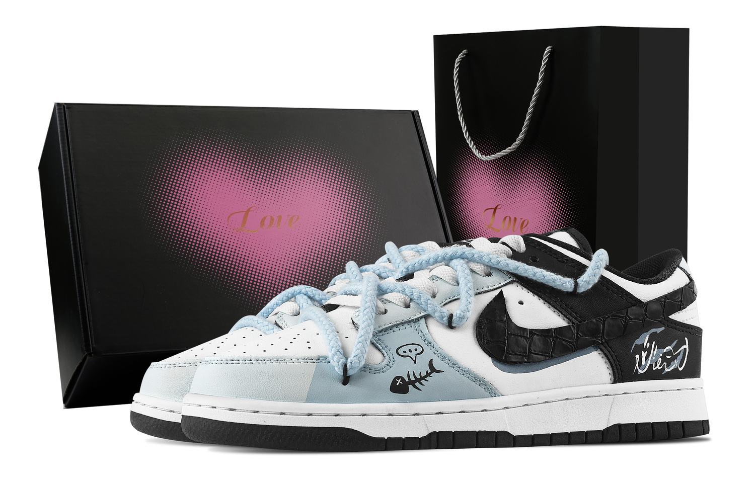 

Nike Dunk Meet You, Heart Box устойчивые к истиранию лоу-топ скейтборд кроссовки унисекс черный синий - черный синий, цвет Black Blue